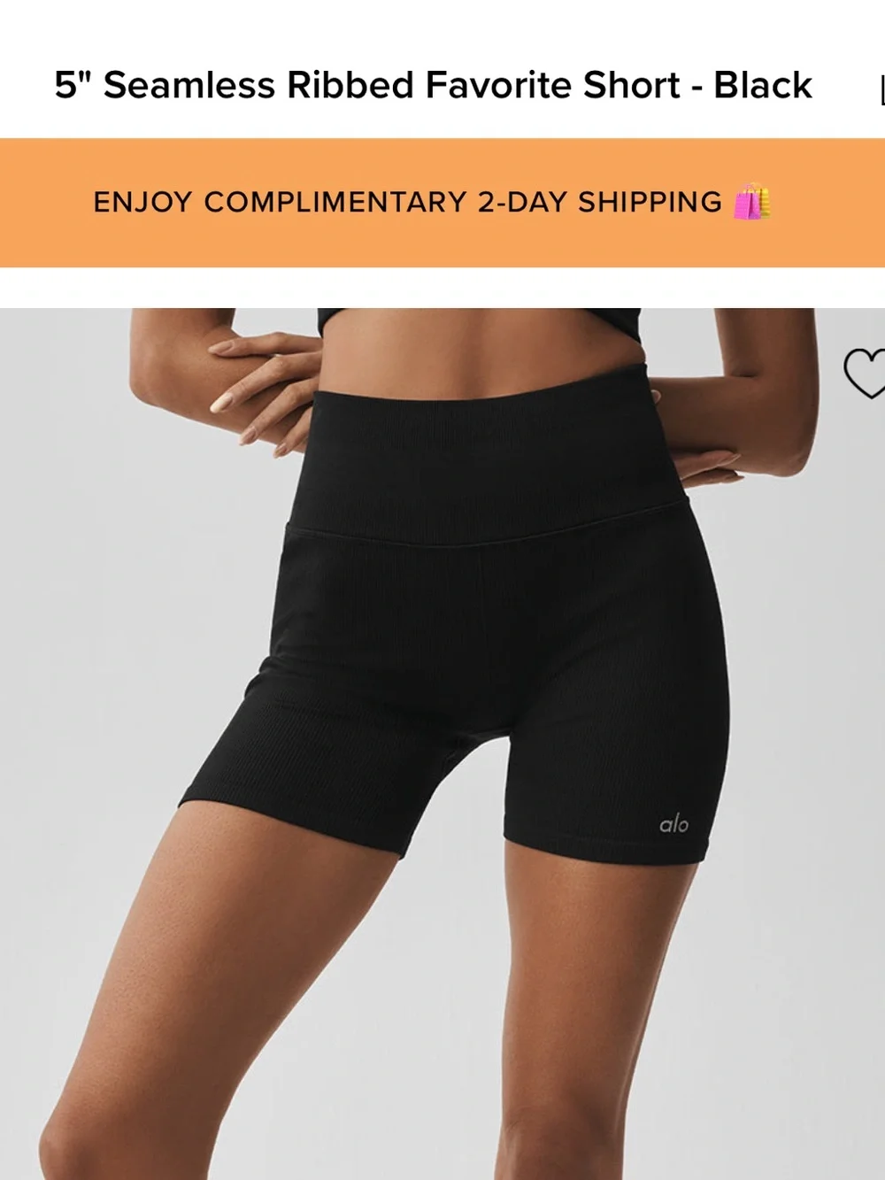 Alo 5” Seamless Ribbed Favorite Short - Picture 2 of 5